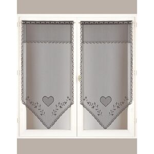 Blancheporte Vitrážová záclona "Srdiečka", súprava 2 ks sivá 44x160cm
