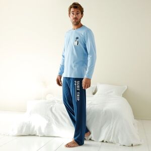 Blancheporte Pyžamo s nohavicami a potlačou "surf trip" nebeská modrá/nám.modrá 137/146 (4XL)