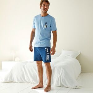Blancheporte Pyžamo so šortkami a potlačou "surf trip" nebeská modrá/nám.modrá 127/136 (3XL)