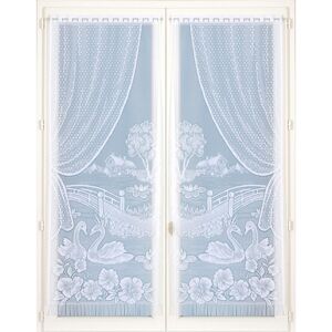 Blancheporte Rovná vitrážová záclona s motívom labutí, pár biela 60x160cm