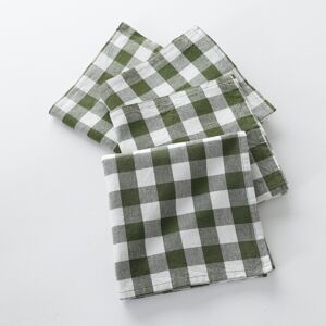 Blancheporte Súprava 4 textilných kockovaných obrúskov zelená 40x40cm