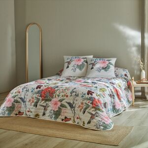 Blancheporte Prešívaná prikrývka na posteľ s potlačou kvetín béžová oblieč. na van. 65x65cm,bez l.