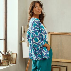 Blancheporte Kimono s 3/4 rukávmi z kolekcie Odette Lepeltier modrá/zelená 52