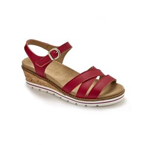 Blancheporte Kožené sandále s prekríženými remienkami červená 38