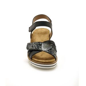 Blancheporte Sandále na suchý zips s nízkym klinovým podpätokom čierna 36