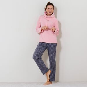 Blancheporte Fleecové pyžamo s nohavicami sivá/ružová 52