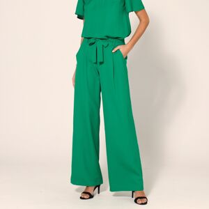 Blancheporte Široké jednofarebné nohavice zelená 48