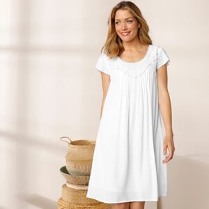 Blancheporte Šaty s macramé z jednofarebného krepónu biela 54