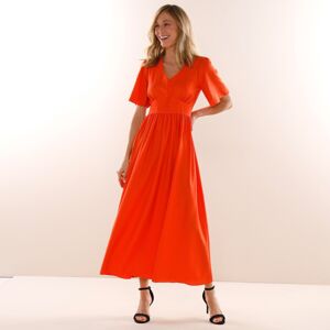 Blancheporte Jednofarebné dlhé šaty s rozšírenými rukávmi oranžová 40