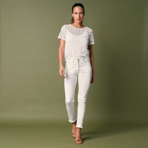 Blancheporte 7/8 džínsy s macramé a výšivkou biela 42