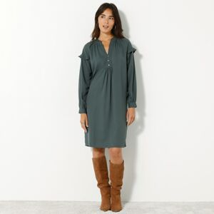 Blancheporte Jednofarebné rovné šaty z recyklovaného polyesteru khaki 58