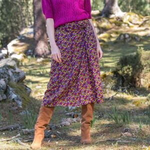 Blancheporte Dlhá nariasená sukňa s potlačou kvetín čierna/purpurová 38