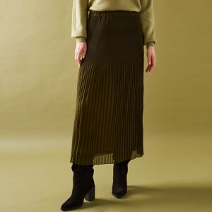 Blancheporte Voálová plisovaná sukňa z recyklovaného polyesteru, pre nižšiu postavu khaki 42