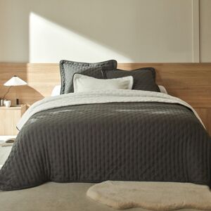 Blancheporte Obojstranná prikrývka na posteľ z prešívaného mikrovlákn sherpa antracitová obliečka na vankúš 65x65cm