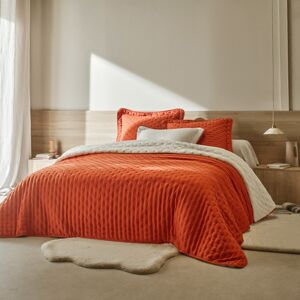 Blancheporte Obojstranná prikrývka na posteľ z prešívaného mikrovlákn sherpa terakota obliečka na vankúš 65x65cm