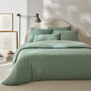 Blancheporte Bavlnená jednofarebná posteľná bielizeň s paspulou zelená napínacia plachta 90x190cm