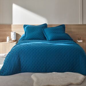 Blancheporte Prešívaná prikrývka na posteľ z mikrovlákna pávia modrá obliečka na vankúš 65x65cm