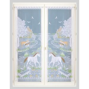 Blancheporte Rovná vitrážová záclona s motívom koňov, pre garnižovú tyč, pár farebný potlač 60x220cm