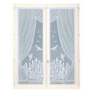 Blancheporte Rovná vitrážová záclona s motívom vtáčikov, pre garnižovú tyč, pár biela 44x160cm