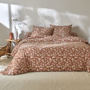 Blancheporte Bavlnená posteľná bielizeň Vick s grafickým dizajnom karamelová napínacia plachta 160x200cm