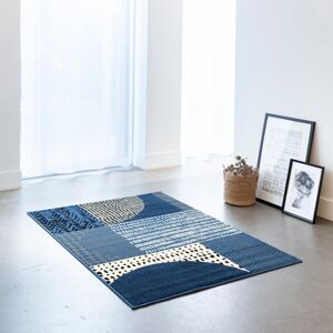 Blancheporte Dekoratívny koberec s geometrickým vzorom džínsová 60x110cm
