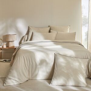 Blancheporte Flanelová posteľná bielizeň s kontrastnou paspulou z kolekcie "Intemporelle" béžová napínacia plachta 90x190cm