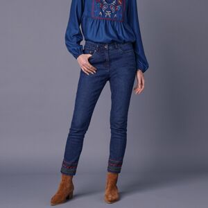Blancheporte 7/8 úzke džínsy s výšivkou modrá 46