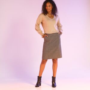 Blancheporte Krátke rozšírená sukňa s potlačou kohútej stopy ražná/karamelová 42
