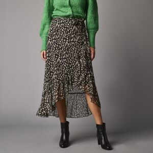 Blancheporte Dlhá zavinovacia sukňa s minimalistickým vzorom čierna/ražná 44