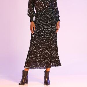 Blancheporte Voálová plisovaná sukňa s potlačou bodiek, recyklovaný polyester čierna/ražná 40