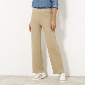 Blancheporte Rovné nohavice z česaného úpletu s pružným pásom béžový melír 50