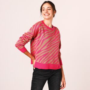 Blancheporte Pulóver so zebrím vzorom ružová/hnedosivá 50