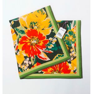Blancheporte Šatka s potlačou kvetín 100 x 100 cm, vyrobené vo Francúzsku zelená/oranžová 100x100cm