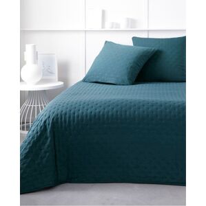 Blancheporte Zladená prešívaná súprava prikrývka na posteľ + 2 vankúšiky pávia modrá 220x240 cm prehoz+2 vankúšíky
