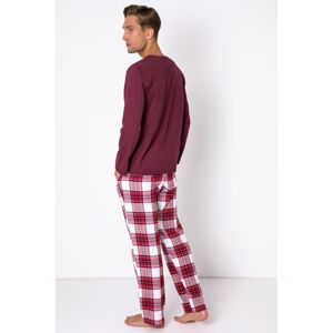 Pánske pyžamo Aruelle Nathan - dlouhé bavlněné Červená M(38)