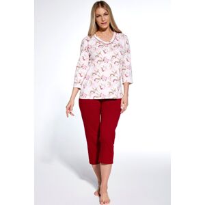 Dámske pyžamo Cornette Adela - trojštvrťové Ružová XL