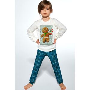 Dievčenské pyžamo Cornette Cookie 3 - bavlna Ecru-zelená 110-116