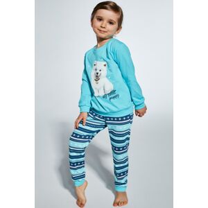 Dievčenské pyžamo Cornette Sweet puppy - bavlna Tyrkysová 152