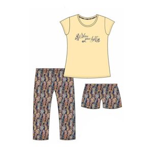 Trojdílné dámské pyžamo Cornette 665/245 Shine Žltá S