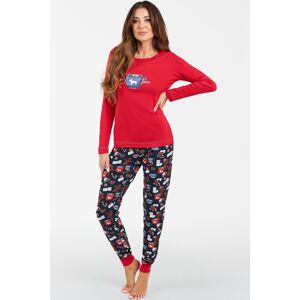 Dámske pyžamo Italian Fashion Makala  - vianočný motív Červeno-tmavomodrá M