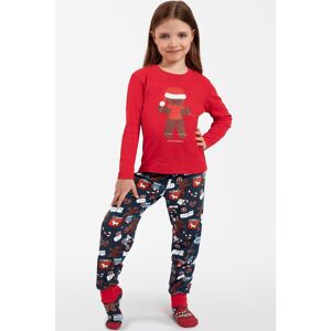 Detské pyžamo Italian Fashion Makala  - vianočný motív Červeno-tmavomodrá 8 let