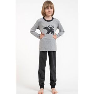 Chlapčenské pyžamo Italian Fashion Morten - dlhé bavlnené Sivo-tmavosivá 8 let