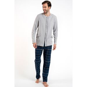 Pánske pyžamo Italian Fashion Jakub - bavlna Sivo-tmavomodrá 2XL