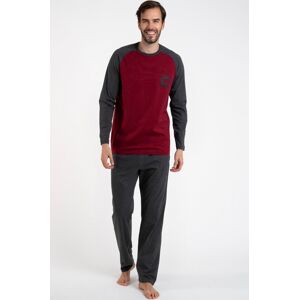 Pánske pyžamo Italian Fashion Morten - dlhé z bavlny Bordová XL