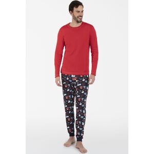 Pánske pyžamo Italian Fashion Rojas - bavlna Červeno-tmavomodrá XL