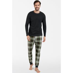 Pánske pyžamo Italian Fashion Seward bis - dlouhé Tmavo sivá - zelená M
