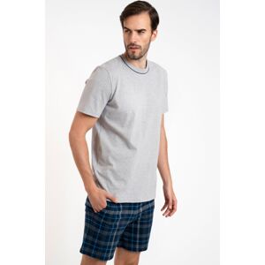 Pánske pyžamo Italian Fashion Ruben - krátke z bavlny Sivá 2XL