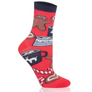 Dámske ponožky Italian Fashion S162D Cookies - bavlna Tmavomodrá - červená 35-38