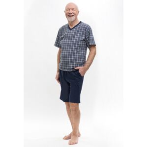 Pánske pyžamo Martel Michal 400 - bavlněné Sivo-tmavomodrá XL