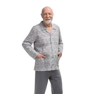 Pánske pyžamo Martel Antoni 403 - rozepínací Sivá 2XL